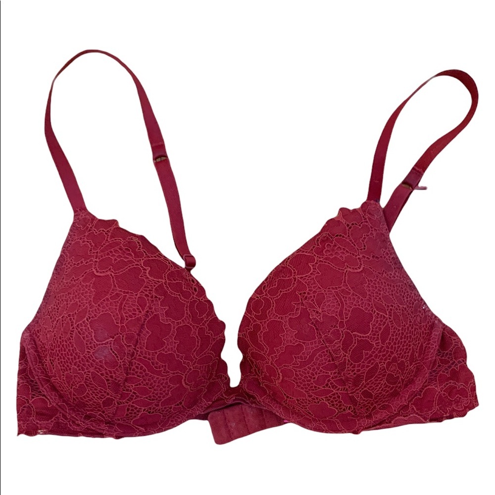 La Senza Obsession Maroon Lace Padded Push-Up Bra Women’s 32C